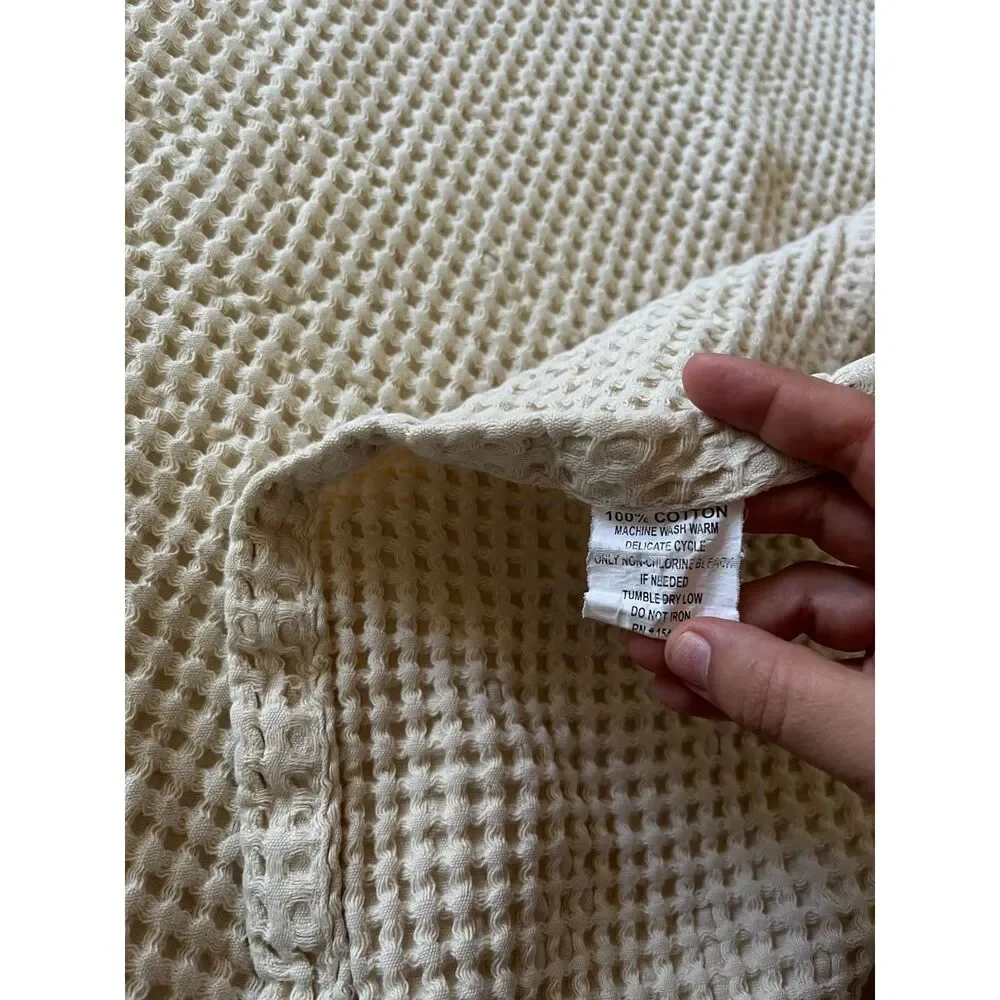Full/double waffle print beige neutral 100% cotton blanket